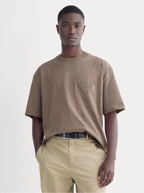 Everlane Oversized Midweight Tee Deep Taupe Size XL Organic Cotton NWT